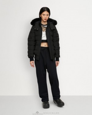 Moose Knuckles Onyx Ladriere Bomber Shearling Bomberjacke Damen Schwarz Schwarz | 50314BMIY